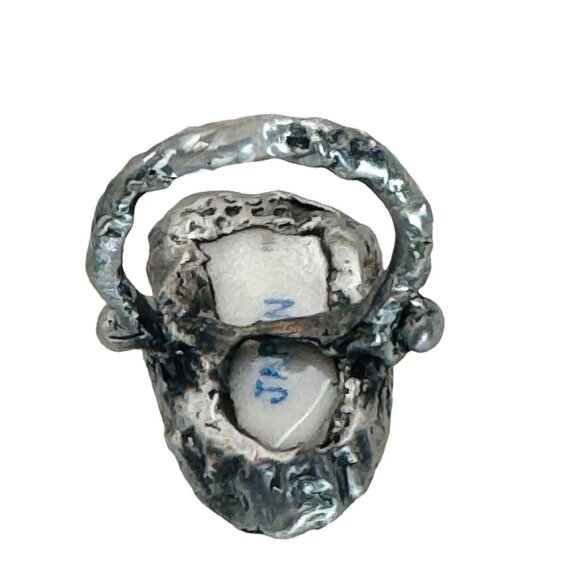 Antique Rose Ring Made From Fine Bone Broken China Encased in Silver Blend Metal - Picture 7 of 13